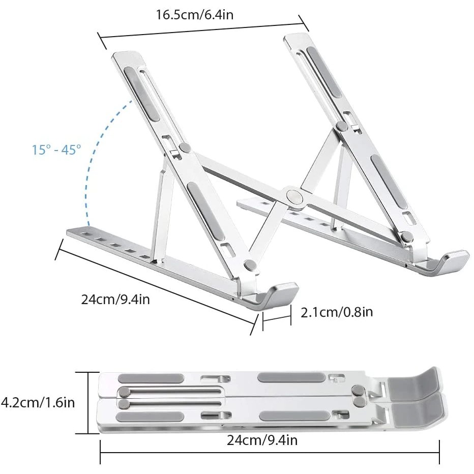 Giá đỡ Laptop , Giá kê MacBook , Ultrabook chất liệu bằng nhôm điều chỉnh độ cao , chống mỏi cổ, dễ gấp gọn