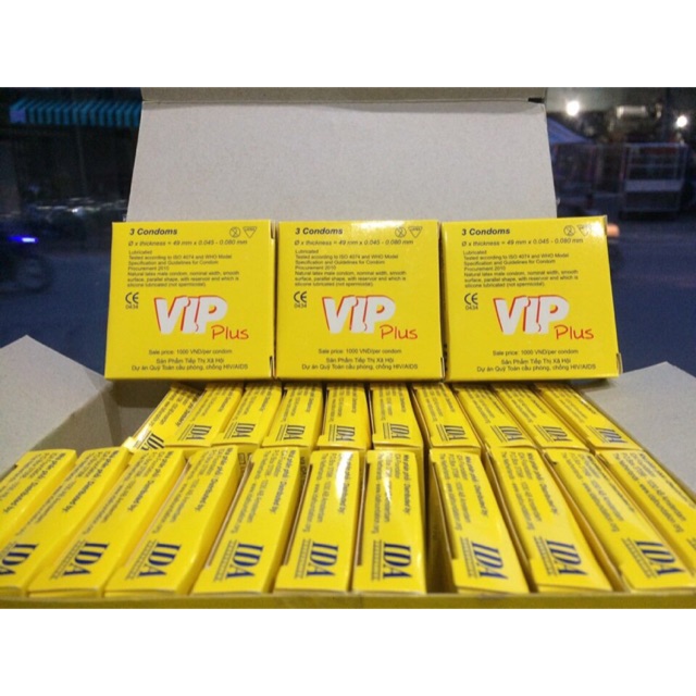 Bao cao su vip plus hộp 144 cái date cận