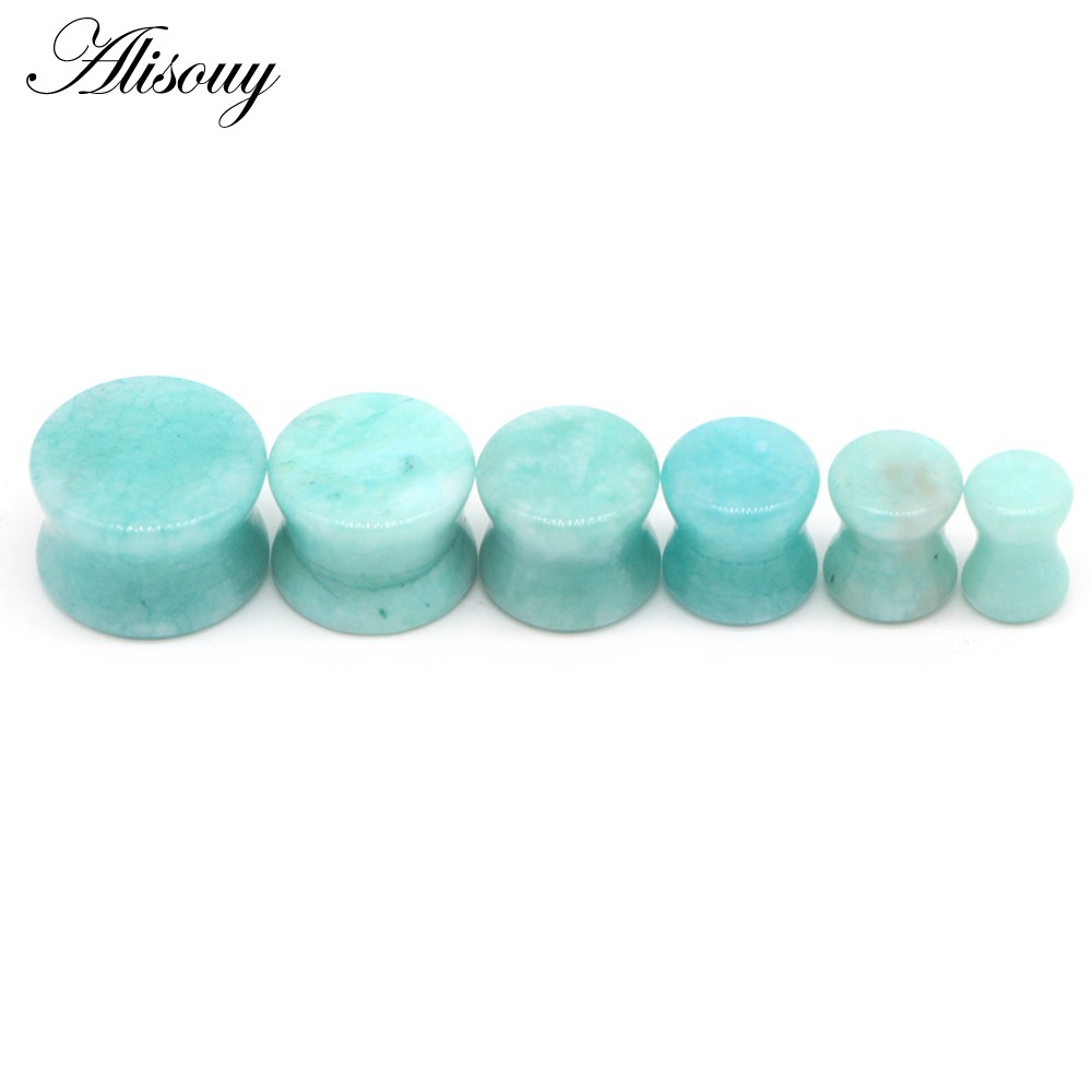 Alisouy Set 2 Khuyên Nong Tai Bằng Đá Hữu Cơ Tự Nhiên 6mm-16mm