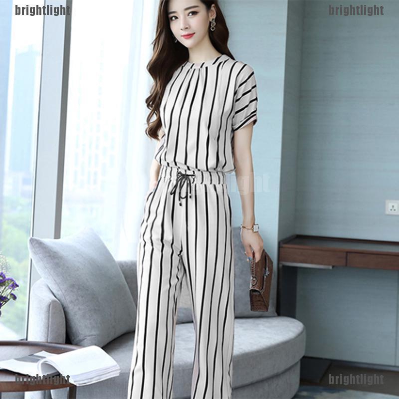 Bộ Quần Áo Kẻ Sọc Thời Trang Năng Động Cho Nữ