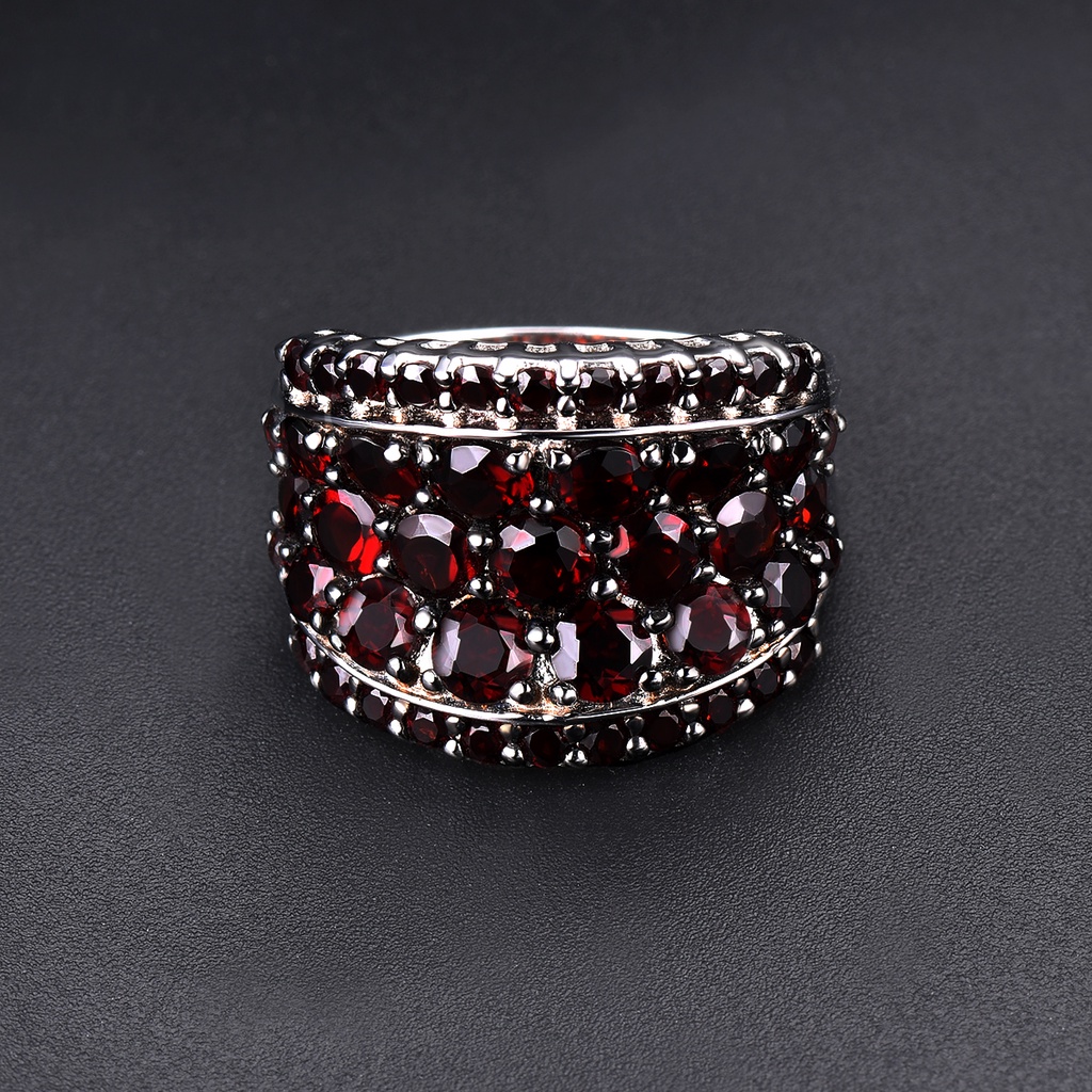 Nhẫn Bạc 925 5.4Carats Cincin Đính Đá Quý Tự Nhiên Màu Đỏ Trang Sức Làm Quà Tặng Cho Bạn Nữ