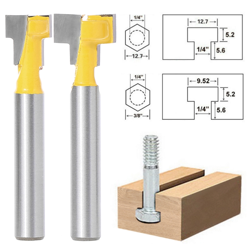 Set 2 Mũi Phay Rãnh Chữ T 1 / 4 '' Và 1 / 2 ''