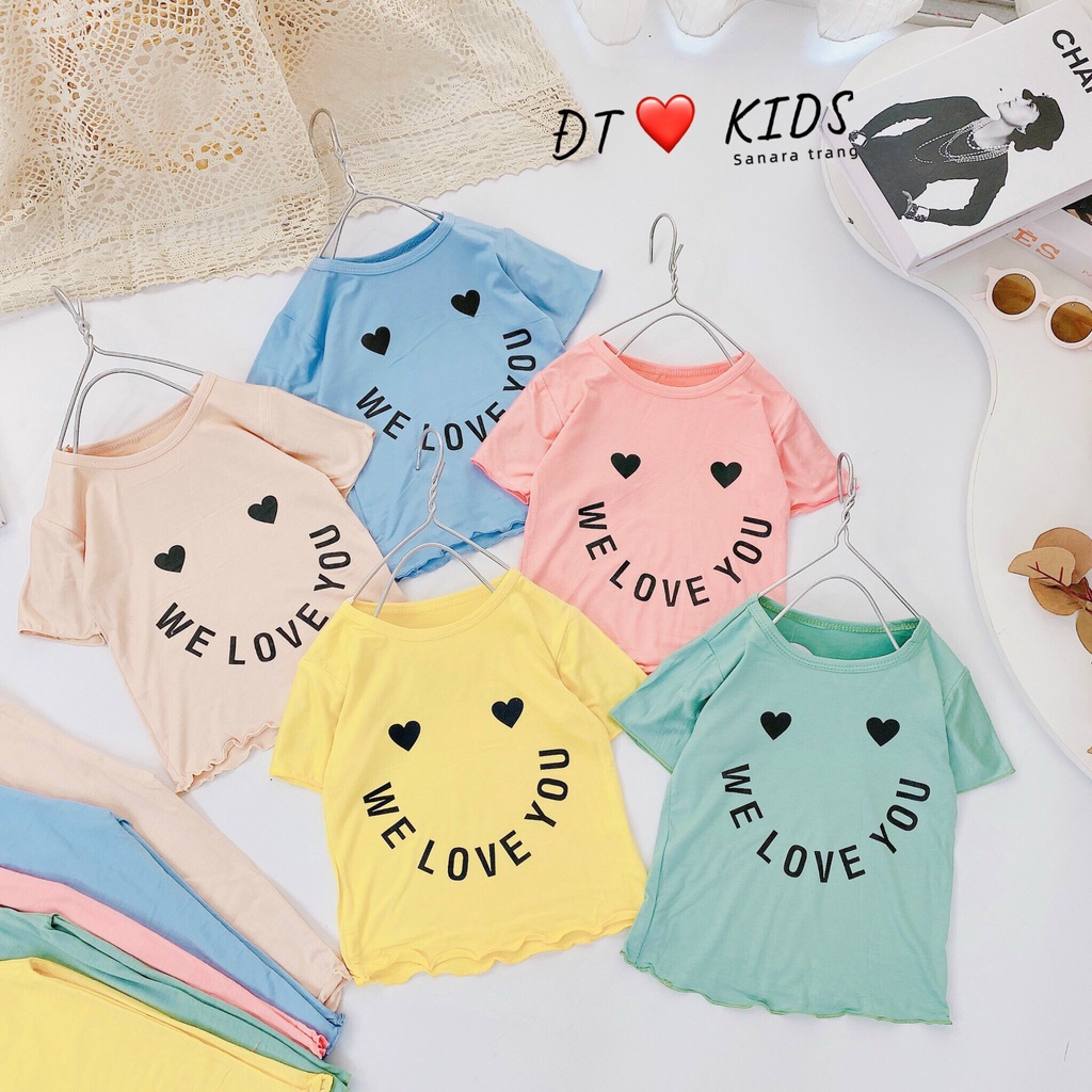 Bộ Dài Tay Họa Tiết WE LOVE YOU Cho Bé Cực Xinh Chất Vải Thun Lạnh Co Giãn Thu Đông Size Từ 8-18Kg VNXK Nhật-Hàn