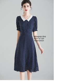 Tk32-0620-đầm xòe chấm bi tay ngắn