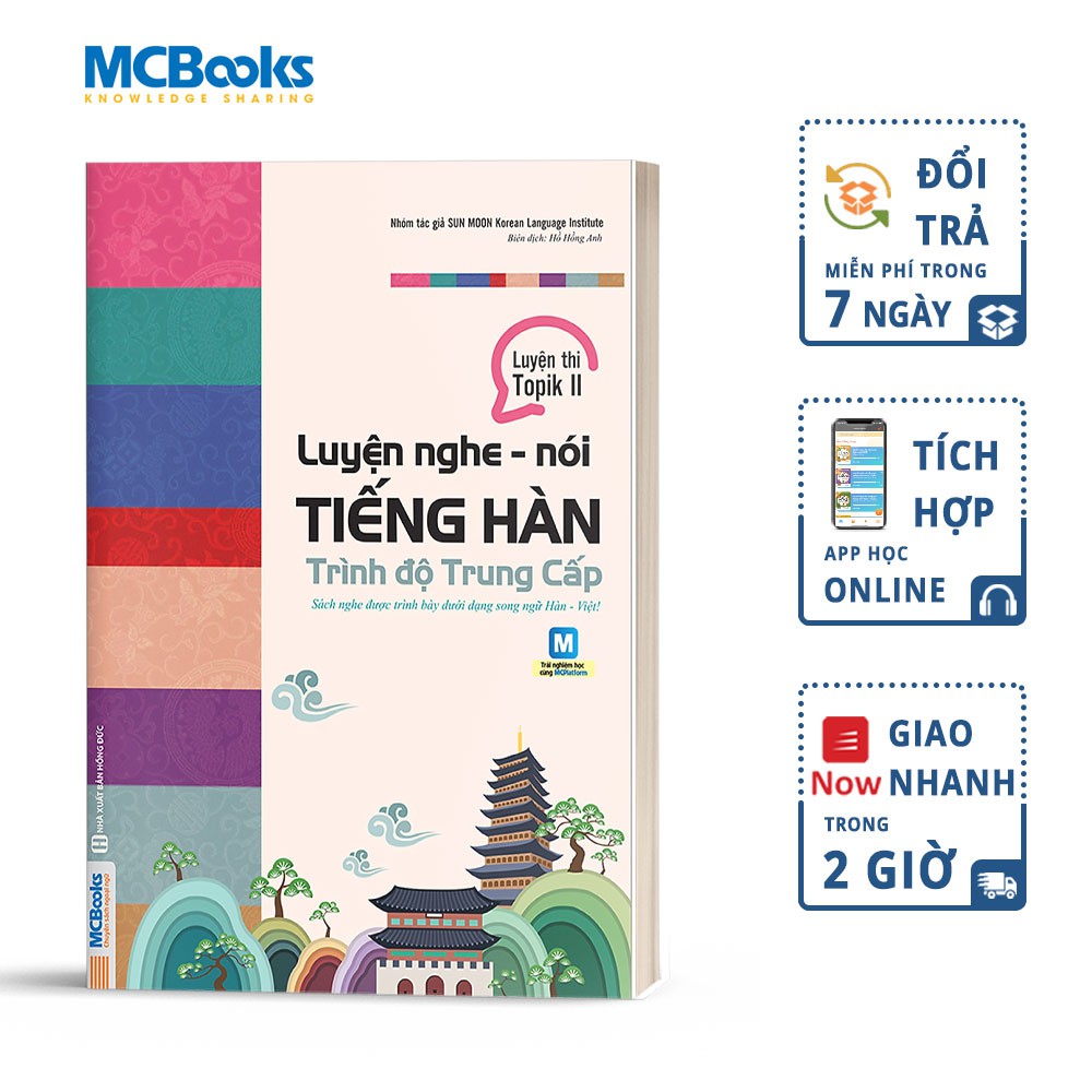 Sách - Luyện Nghe - Nói Tiếng Hàn Trung Cấp- Luyện Thi Topik II -Kèm App Học Online