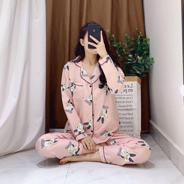 Bộ pijama nữ dài tay kate thái dễ thương