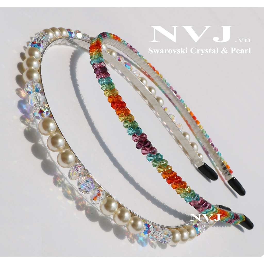 Băng đô cài tóc pha lê Áo Swarovski cao cấp sang trọng nhiều màu cầu vồng lấp lánh - PhaleAo, Trang sức NVJ