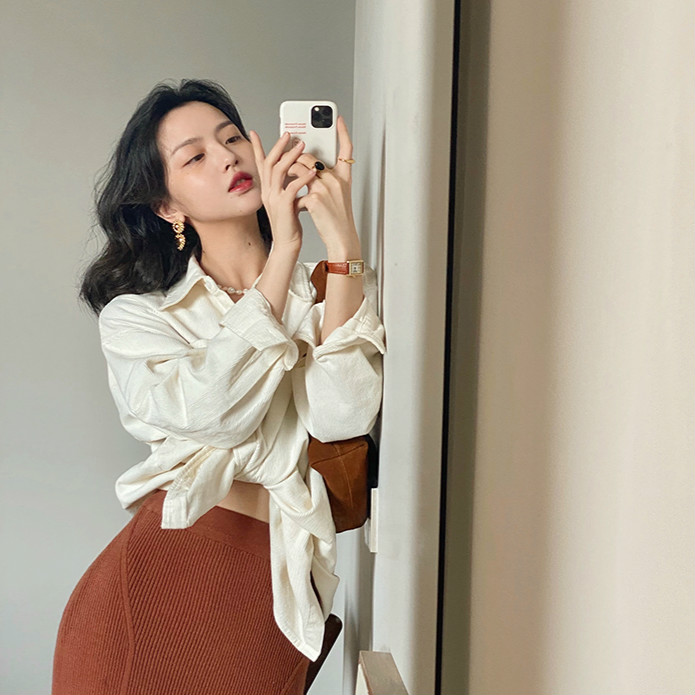 Áo Sơ Mi Tay Dài Phong Cách Retro Hàn Quốc Cho Nữ