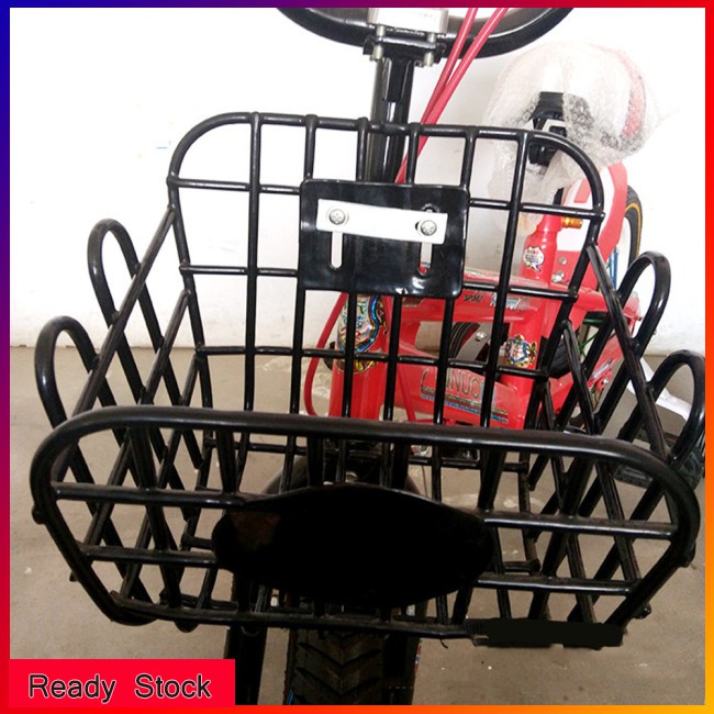 kl Children Cuboid Steel Wire Front Black Basket Bike Accessories Bicycle Mountain Bike