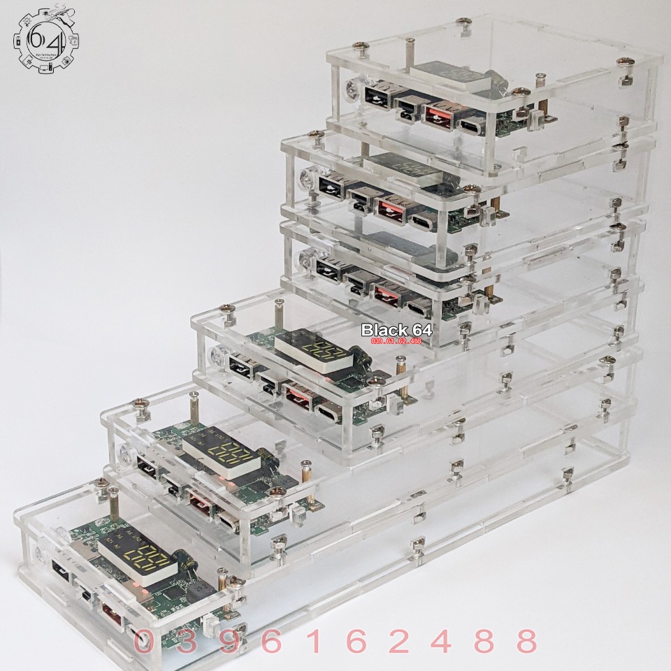 Box sạc dự phòng mica trong suốt mạch sạc nhanh QC 3.0 PIN 18650 - 21700
