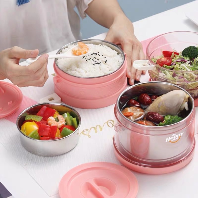 Cặp lồng Đựng Cơm Lõi Inox, Hộp Đựng Cơm Lõi Inox 3 Chống Tràn Đổ Giữ Nhiệt