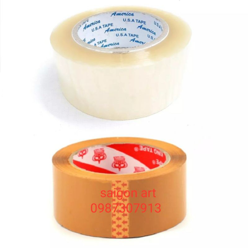 Băng Keo Dán Thùng Trong, Đục Loại Dầy 4,8cm*200ya 333g/Cuộn, 2kg/Cây và 1,8kg/Cây