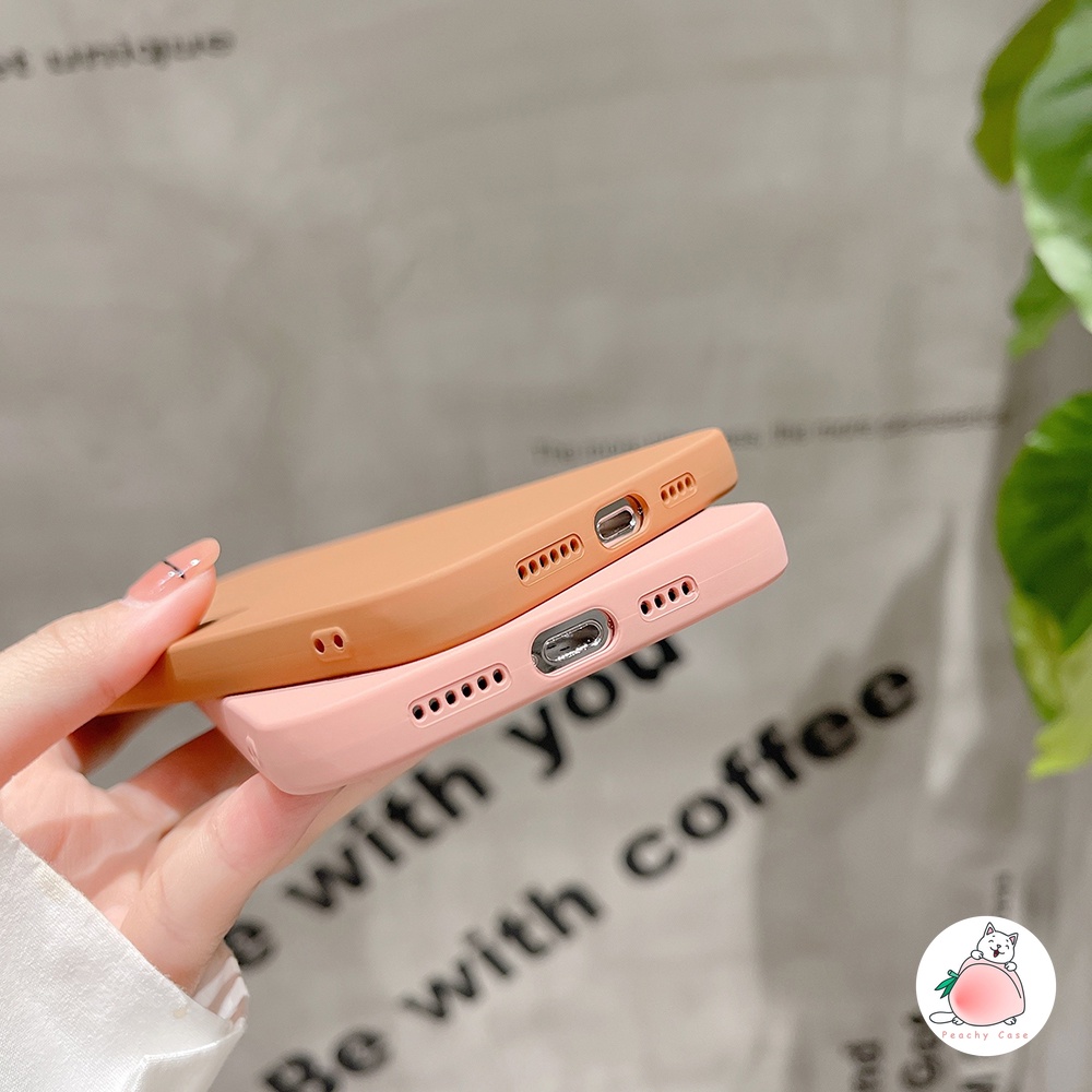 Ốp điện thoại TPU mềm màu hồng/ nâu thích hợp cho iPhone 13 13PRO 13promax 12 11 Pro Xs Max Xr 12pro 11pro 7 8 Plus