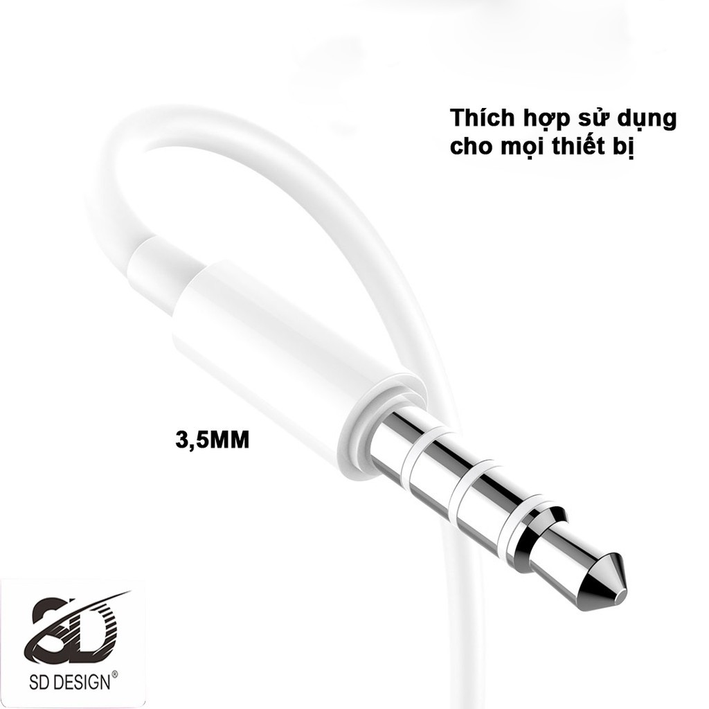 Tai nghe nhét cao su SD Design V99 tương thích các dòng điện thoại jack 3.5mm, có mic dùng học online CaseAlpha