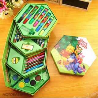 Bộ hộp màu 4 tầng cho bé- Hộp chì màu 4 tầng xoay tiện dụng