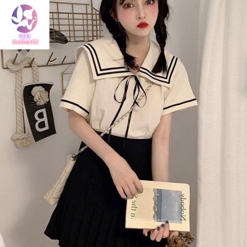 Áo Sơ Mi Tay Ngắn Cổ Thủy Thủ Phong Cách Hàn Quốc Thời Trang Mùa Hè Mới Cho Nữ