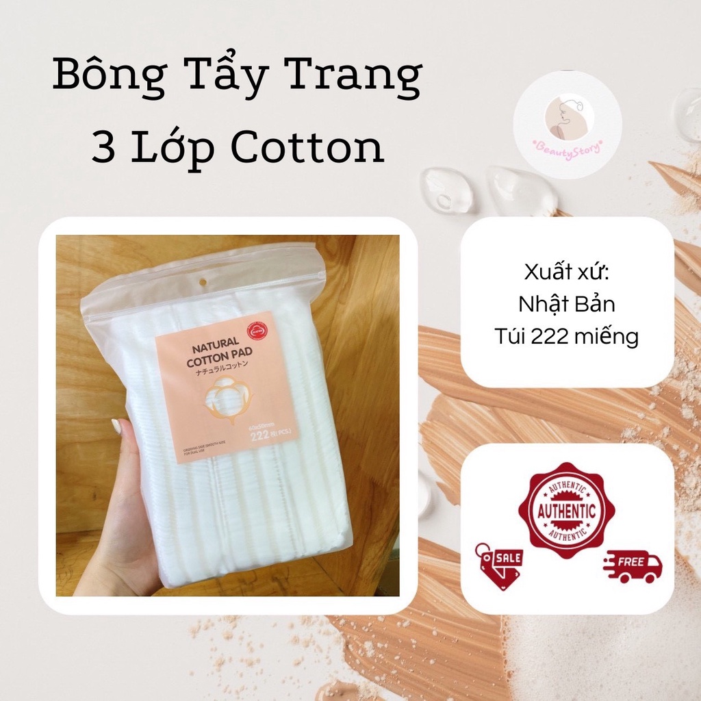 Bông tẩy trang 3 lớp Cotton Pads Túi 222 miếng Loại Mới