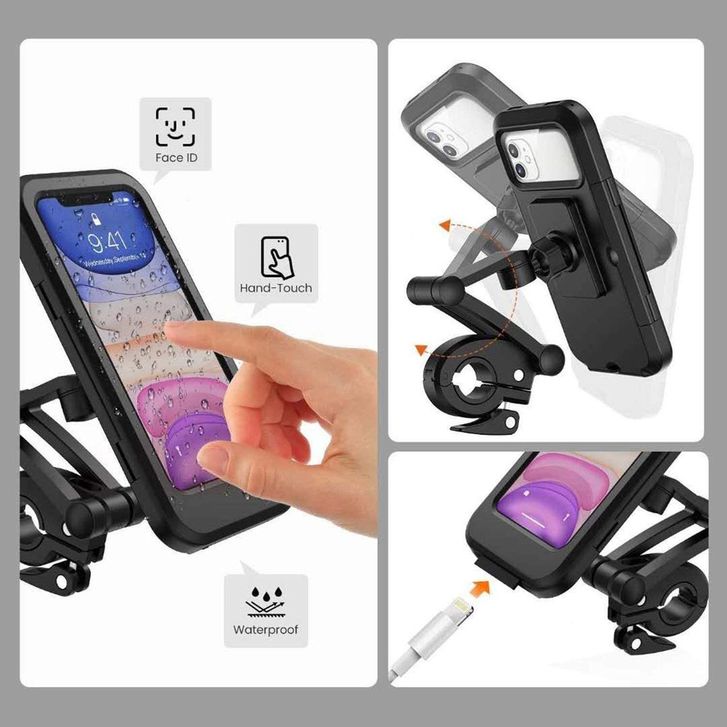 Giá đỡ điện thoại chống nước tùy chỉnh gắn ghi đông xe đạp mô tô - ảnh sản phẩm 5