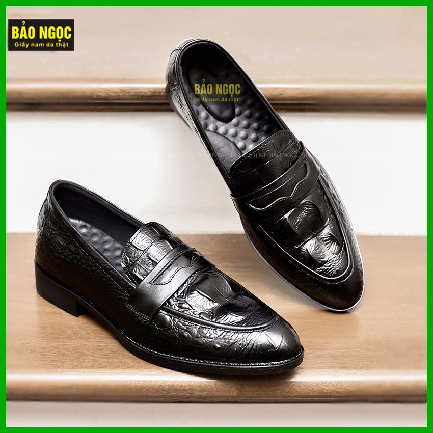 Giày tăng chiều cao nam 6,5cm BẢO NGỌC STORE ✅ Da bò tấm dập vân cá sấu sang trọng ✅ Mã TC11