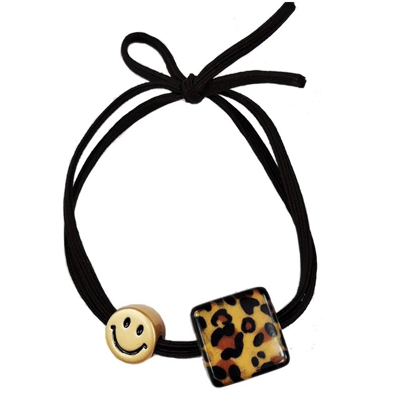 Dây Buộc Tóc Cao Su Co Giãn Mặt Vuông In Họa Tiết Da Báo Phong Cách Hàn Quốc 2022