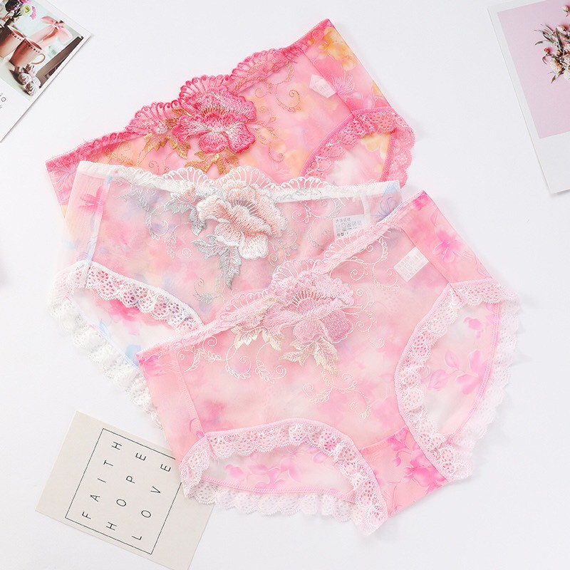[Combo 5] Quần Lót Nữ Ren Thêu Hoa Hồng, Quần lót Siêu Mỏng Gợi Cảm Hieu Store24h