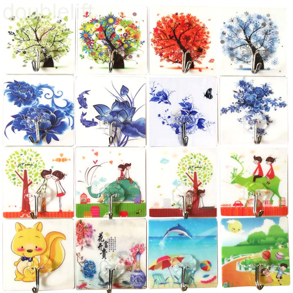 Móc Treo Đồ Dán Tường Không Cần Khoan Màu Sắc Ngẫu Nhiên Tiện Dụng