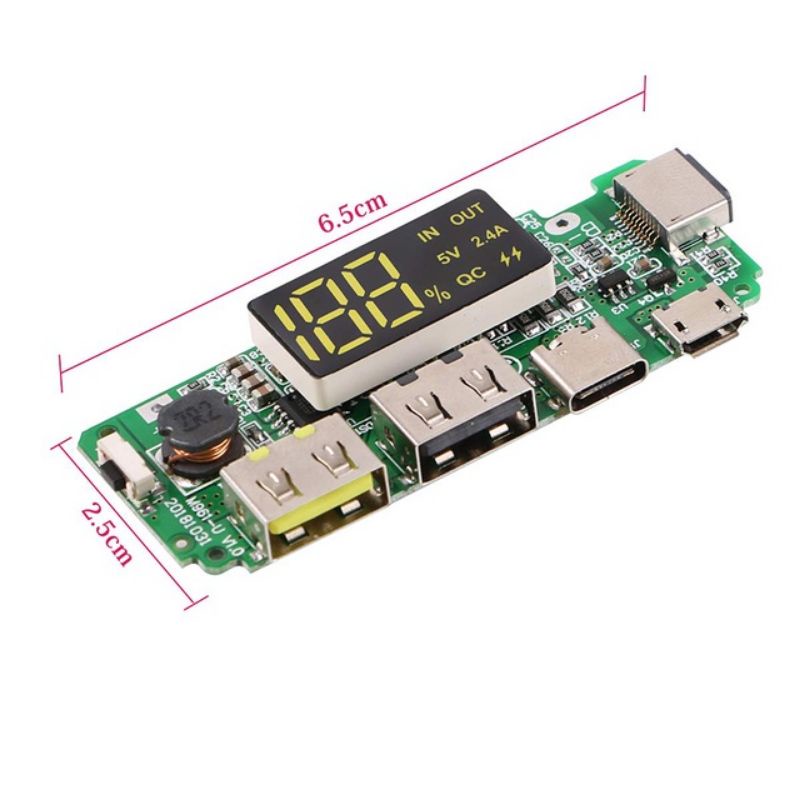 mạch xạc dự phòng, mạch xạc pin 18650 2 công usb