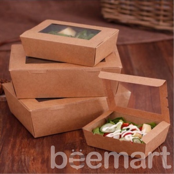 Hộp giấy chữ nhật kraft mặt trong 1200ml hàng loại 1