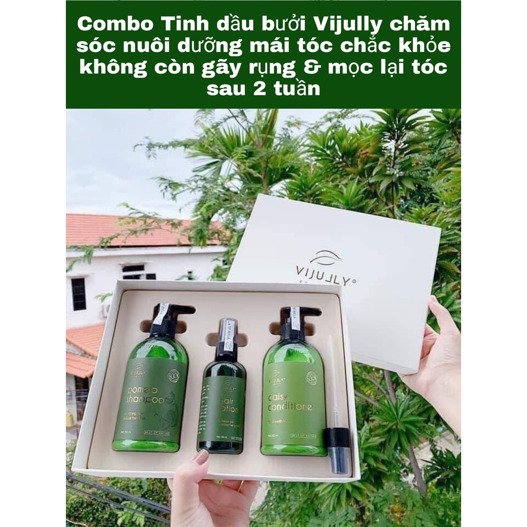 COMBO DẦU GỘI BƯỞI VIJULLY [CHÍNH HÃNG] (Gội+xả+tinh dầu) | BigBuy360 - bigbuy360.vn