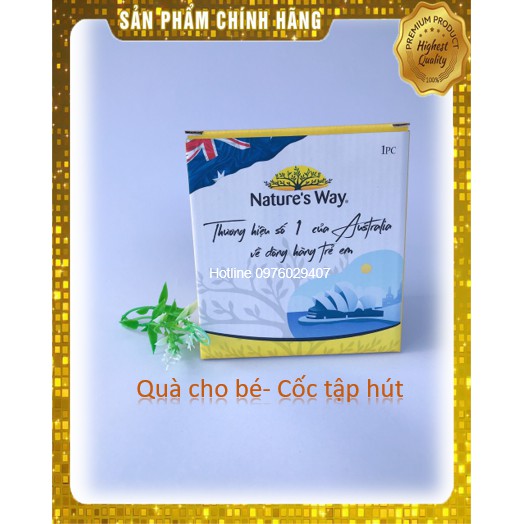 Hàng Tặng Không Bán Cốc Thủy Tinh Chia Vạch Nắp Đậy NATURE'S WAY Tặng Kèm Ống Hút Silicon