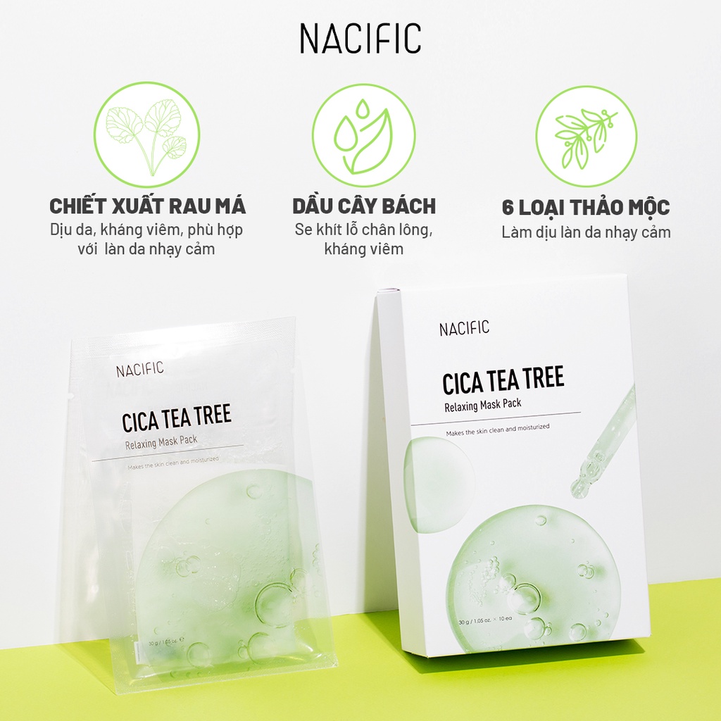 Mặt nạ giúp dưỡng ẩm và làm dịu da Nacific Cica Tea Tree Relaxing Mask Pack 30g