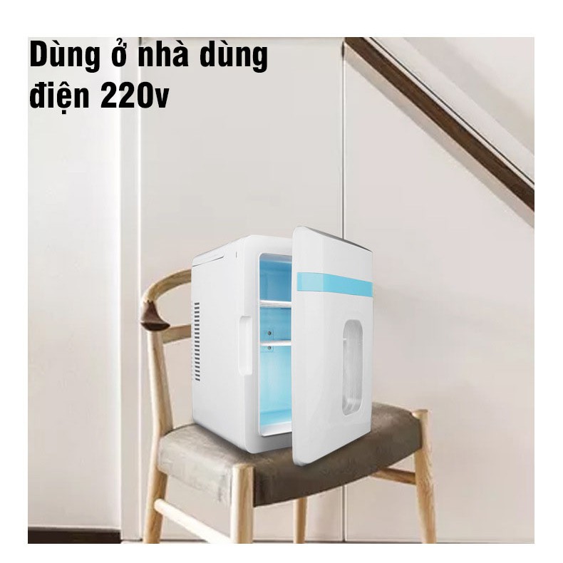 Tủ lạnh mini 2 chiều nóng lạnh dung tích 12L dùng điện từ 12-220V dùng trên ô tô hoặc gia đình, văn phòng