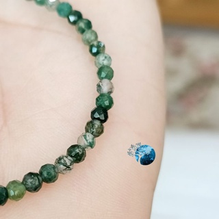 Vòng tay đá moss agate cắt giác 3mm