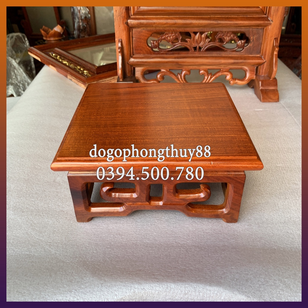 Kỷ vuông đế kê tượng chậu cảnh đồ trang trí gỗ Hương sơn chống mối mọt cao 9cm