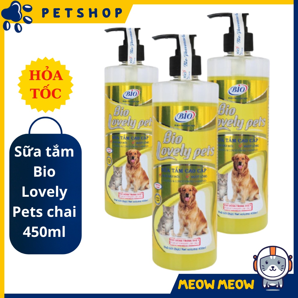 Sữa tắm cho thú cưng Bio các loại | Chai 450mml | Bio Care - Bio Lovely Pets - Bio Derma - Bio Skin.