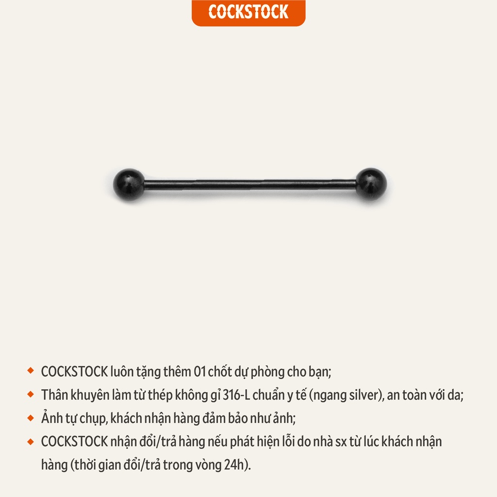 Khuyên tai Indus cơ bản đen CockStock