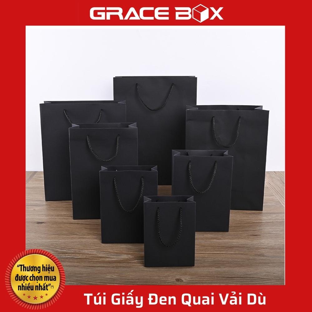 {Giá Sỉ} Túi Giấy Đen Quai Vải Dù Chắc Chắn (Chịu Lực Tốt) Siêu Thị Bao Bì Grace Box