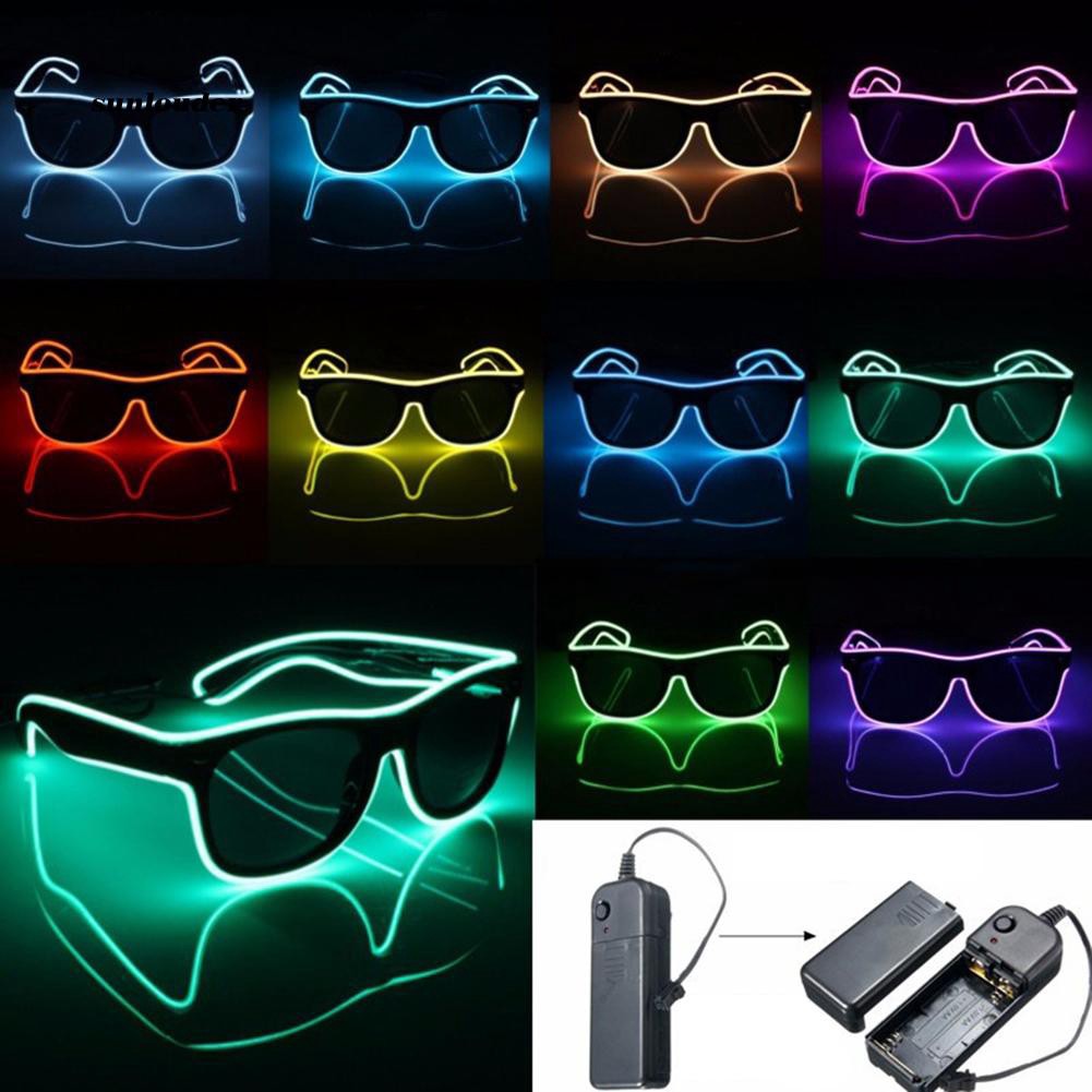 SNLD_LED EL Wire Glasses Light Up Glow Sunglasses Eyewear Shades for Nightclub Party