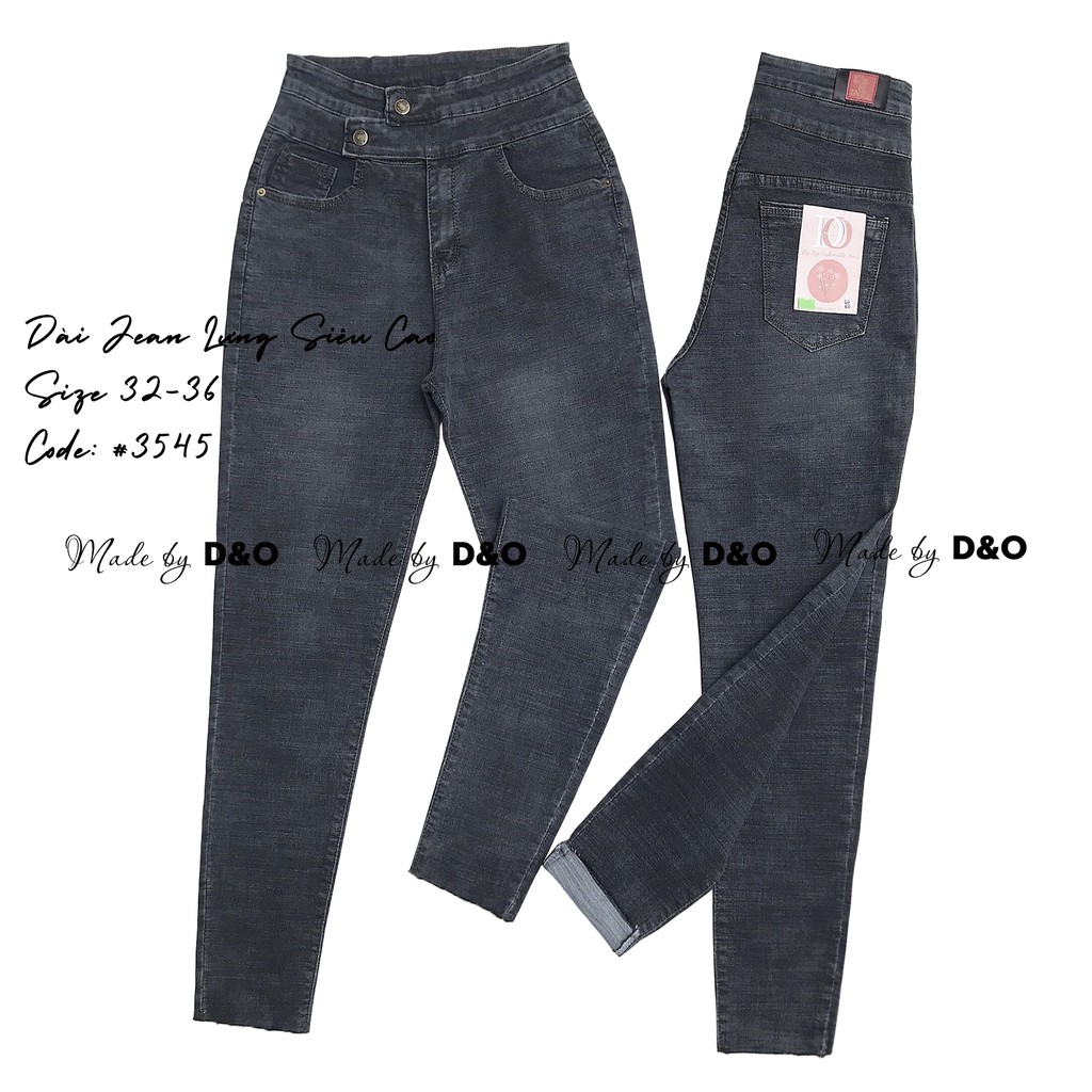 [Size 32-36] Quần Jeans Lưng Siêu Cao 2 Nút / Dài Tôn Dáng Gọn Bụng / Co Giãn Mạnh