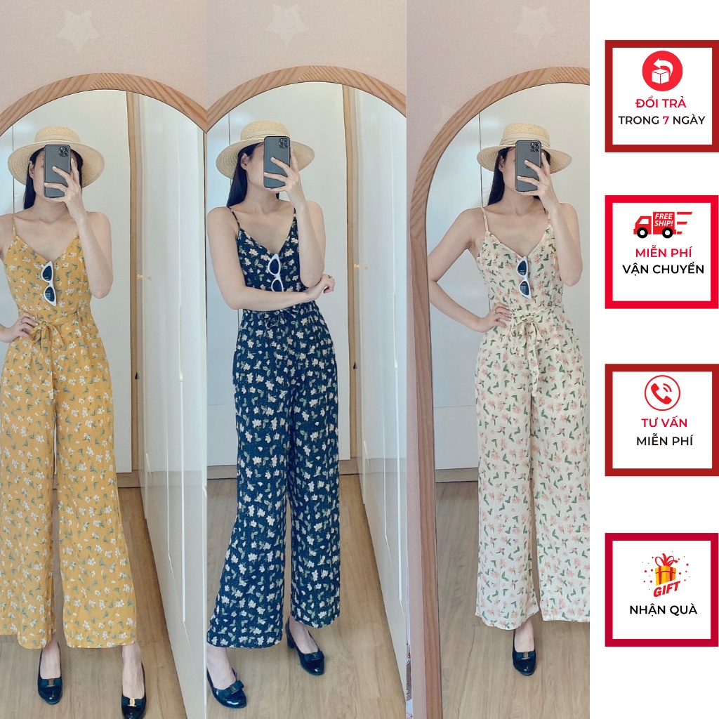 Jumpsuits dài 2 dây họa tiết, jumpsuits đi biển, váy đi biển, váy mùa hè 2022