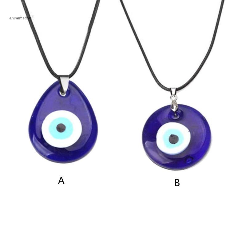 ✿ Vòng cổ Thổ Nhĩ Kỳ Mặt Hình Con Mắt Quỷ Bằng Da Resin Màu Xanh Dương Cho Nữ