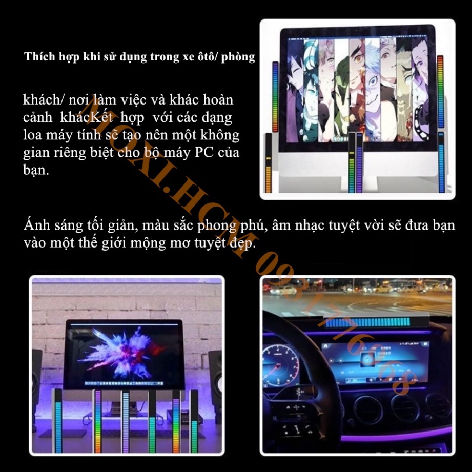 【kèm cáp sạc usb + đế +miếng dán】Đèn thanh LED cảm biến âm nháy theo nhạc nhiều chế độ khác nhau 32 bit thông minh MOXI.