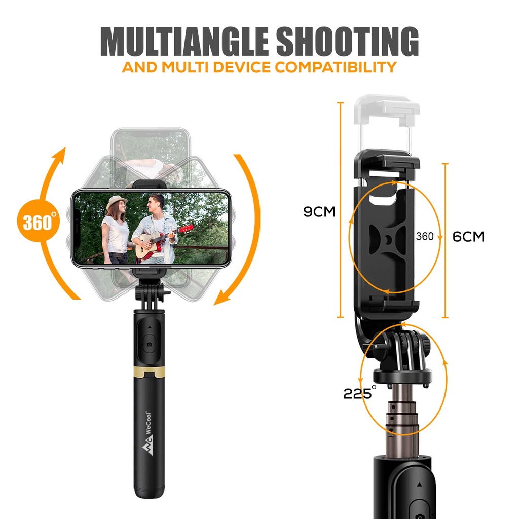 Gậy chụp ảnh tự sướng kiêm giá đỡ tripod LENOVO x WECOOL S3 không dây bluetooth tháo rời được 3 trong 1 nhỏ gọn