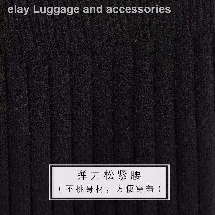 Chân váy len dày lưng cao xẻ tà phối lông thỏ thời trang thu đông