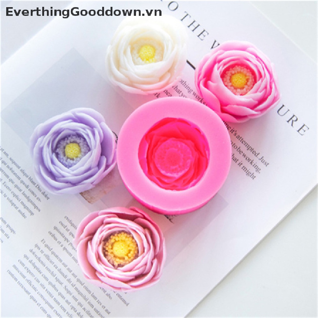 Khuôn Silicone Làm Bánh / Xà Phòng Hình Hoa Mẫu Đơn