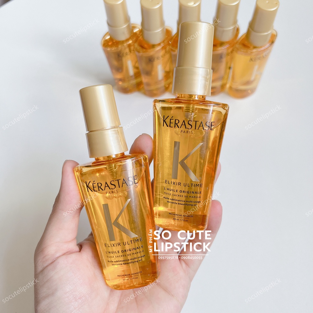 Dầu Dưỡng Tóc Kerastase Elixir Ultime 50ml - Hồng và Vàng - Đen