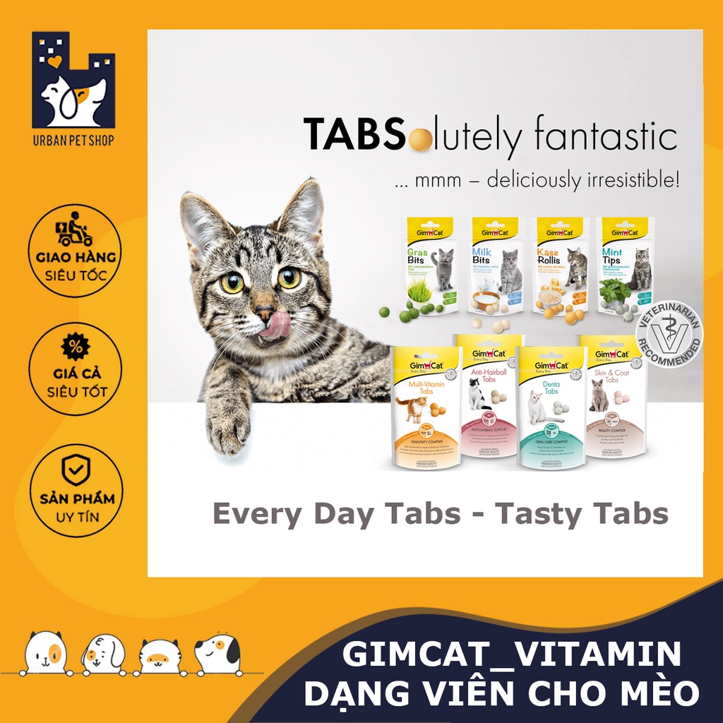 𝗨𝗿𝗯𝗮𝗻_𝗚𝗜𝗠𝗖𝗔𝗧 TABS_Kẹo dinh dưỡng cho mèo_Snack vitamin cho mèo