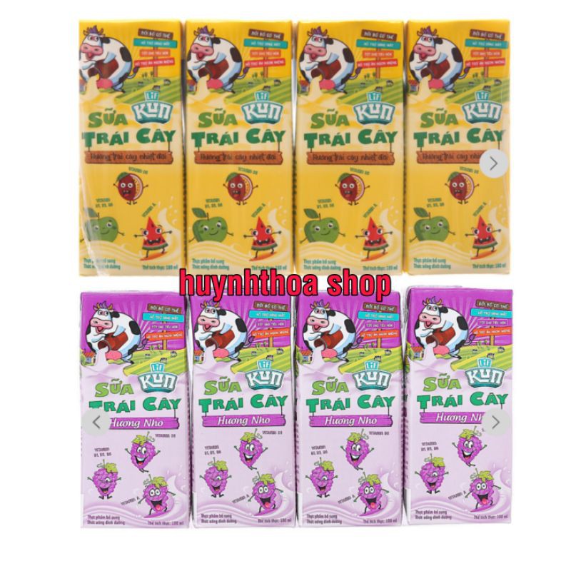 Thùng 48 hộp sữa trái cây LiF Kun hương nho/trái cây 180ml