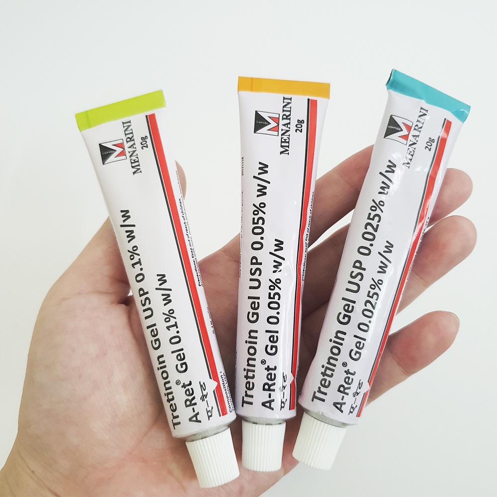 Tretinoin Aret Gel 0.025% 0.05% 0.1% 20g - gel Giảm Mụn, Mờ Thâm Nám (Tretinoin Ấn Độ chính hãng)