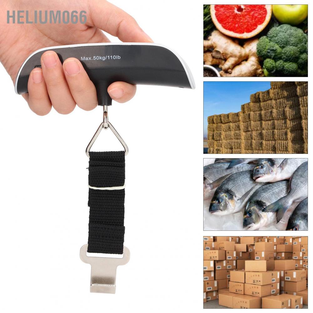 Cân hành lý va li cầm tay dạng đai treo có màn hình LCD kỹ thuật số đèn nền 50kg nhỏ gọn Helium066